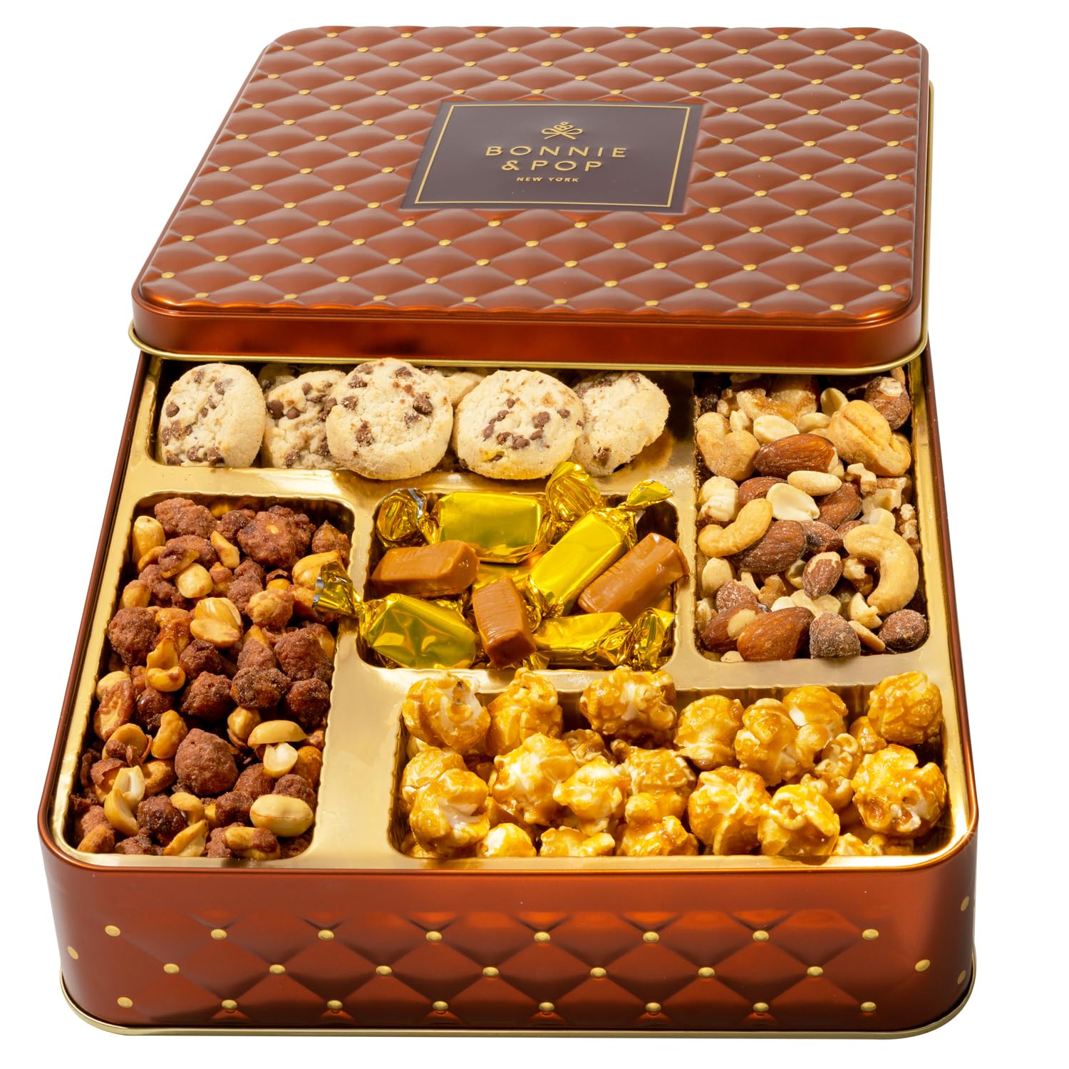 Gourmet Snack Assortment Cookie and Nuts Variety Gift Tin Basket