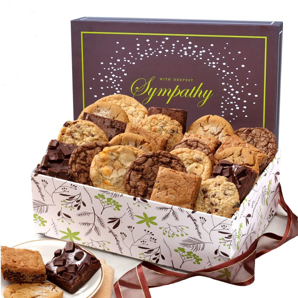 Gourmet Broadway Basketeers Condolence Sympathy Gift Baskets, Fresh Baked Assorted Brownies & Cookies Gift Box, Individually Wrapped Desserts Care Package for Condolences, Memorial, Remembrance
