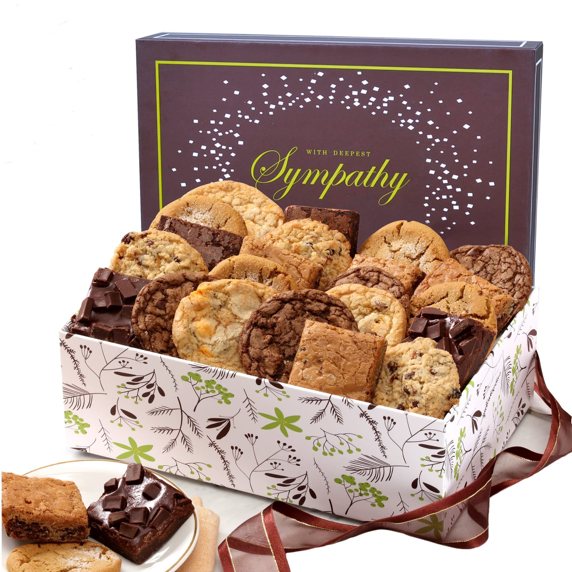 Gourmet Broadway Basketeers Condolence Sympathy Gift Baskets, Fresh Baked Assorted Brownies & Cookies Gift Box, Individually Wrapped Desserts Care Package for Condolences, Memorial, Remembrance
