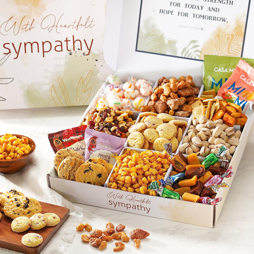 Basketeers Sympathy Snack Gift Basket’s & Sweets Gifts for Condolences Bereavement for Loss of Loved One, Kosher Shiva