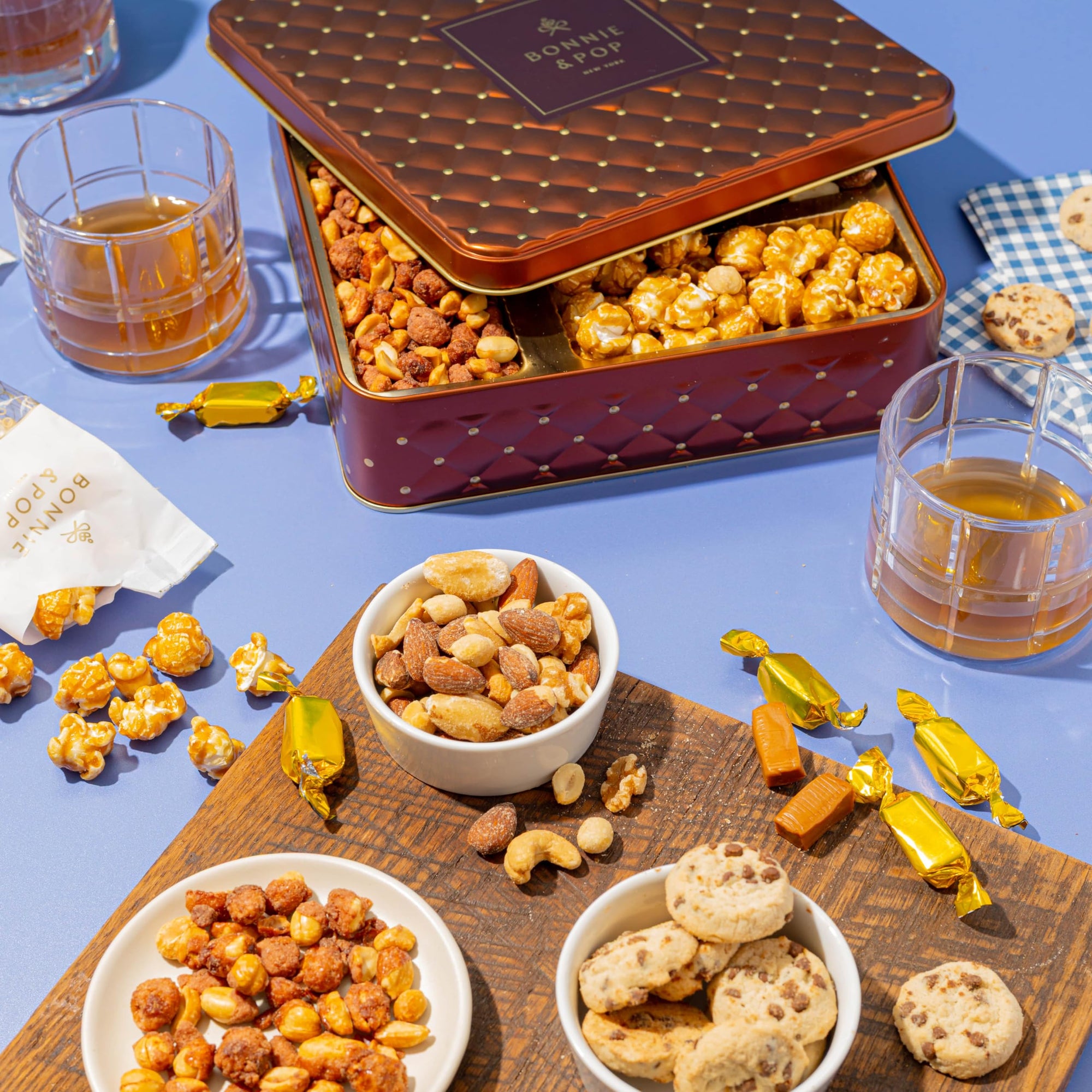 Gourmet Snack Assortment Cookie and Nuts Variety Gift Tin Basket
