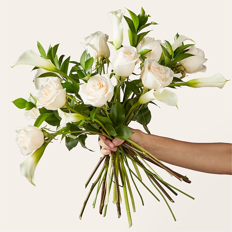 Vision in Ivory Rose and Calla Lily Bouquet